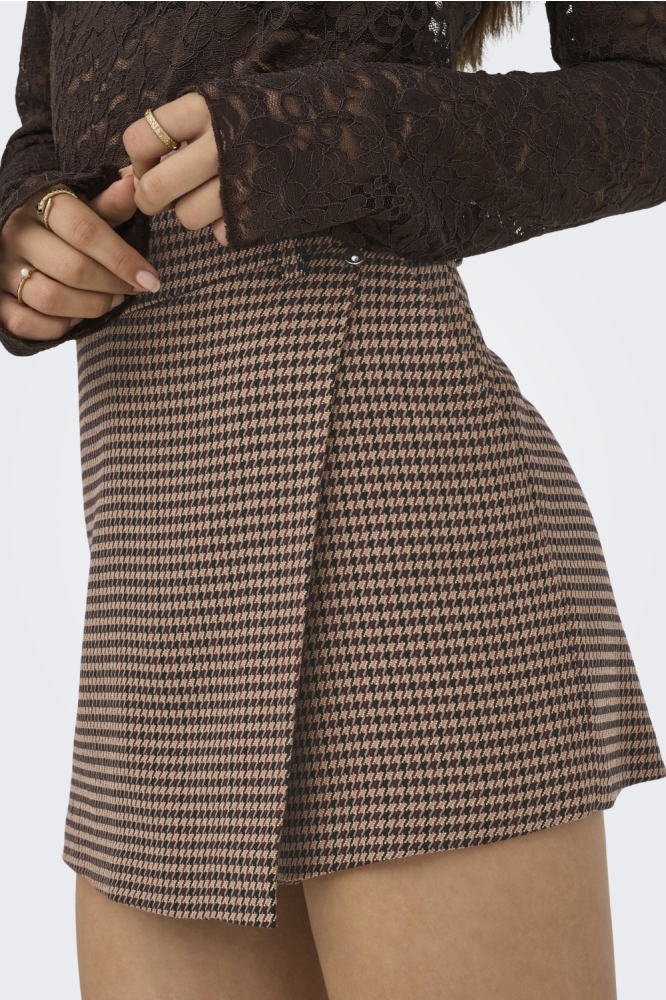ONLLETTIE LIFE MW CHECK SKORT TLR 15353569 Decadent Choco/NOMAD & TOASTED COCONUT 